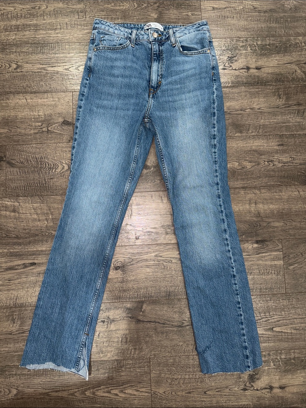 Zara Straight Leg Jeans in Medium Wash